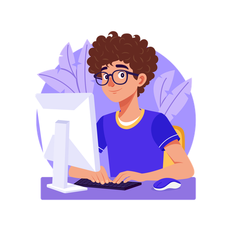 Developer working on computer  Illustration