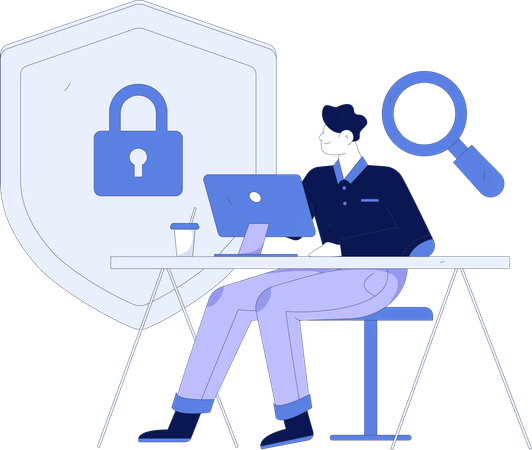 Developer working on cyber security service  Illustration