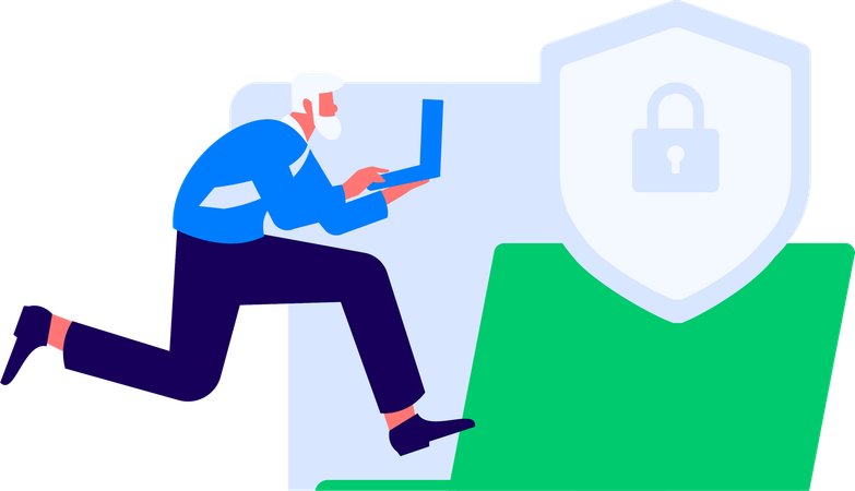 サイバーセキュリティサービスに取り組む開発者  イラスト