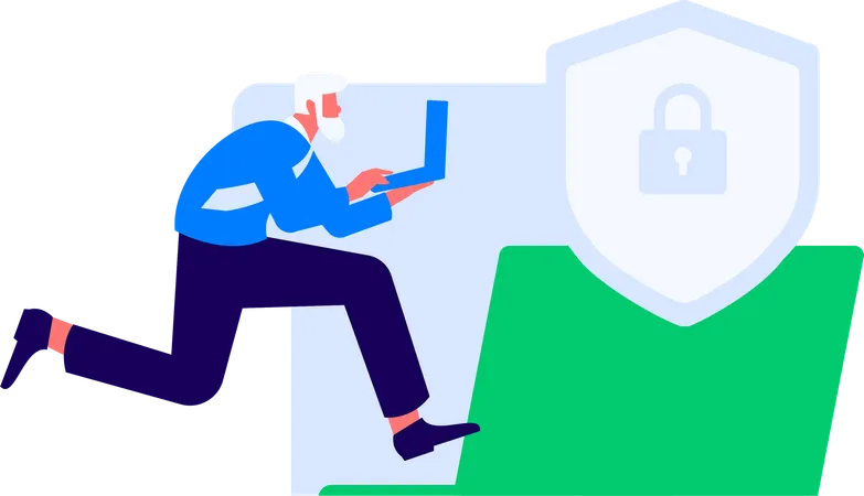 サイバーセキュリティサービスに取り組む開発者  イラスト
