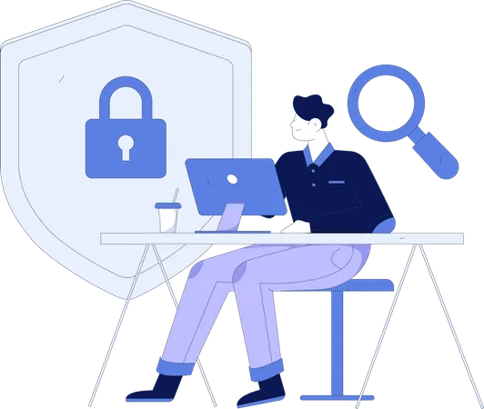 Developer working on cyber security service  Illustration