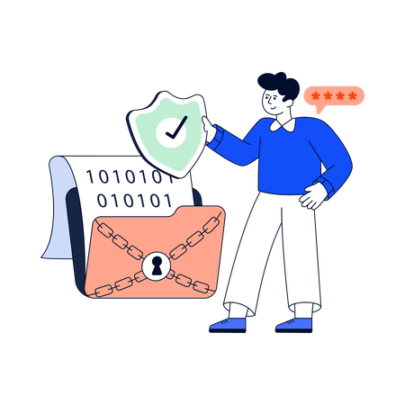 Developer working on Data Encryption  Illustration