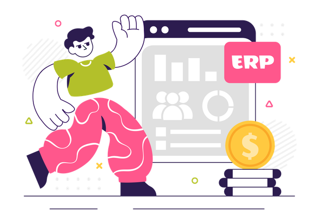 Developer working on ERP Software System  Illustration