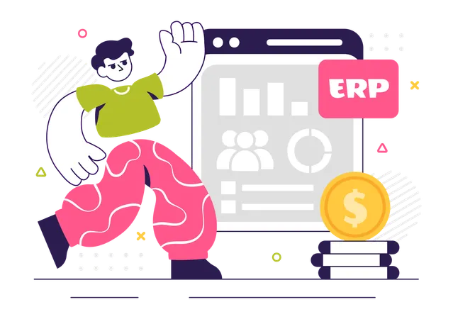 Developer working on ERP Software System  Illustration