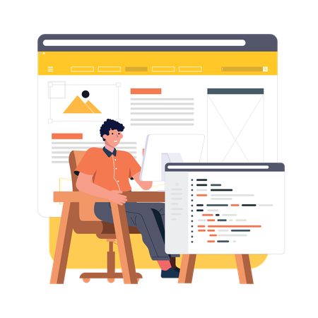Developer working on front end  Illustration