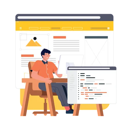 Developer working on front end  Illustration