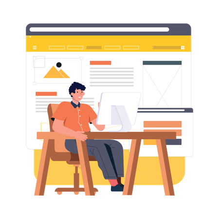 Developer working on front end  Illustration
