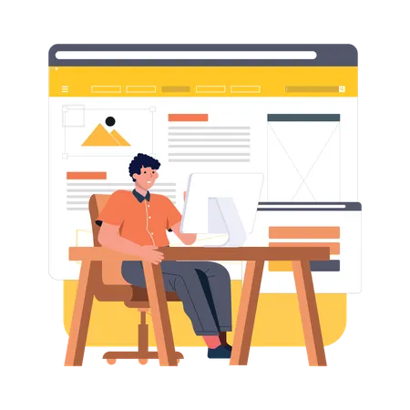 Developer working on front end  Illustration