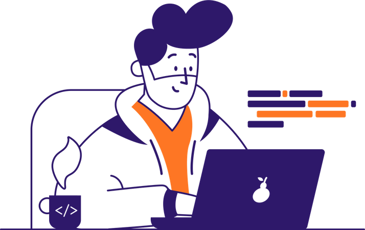 Developer working on laptop  Illustration