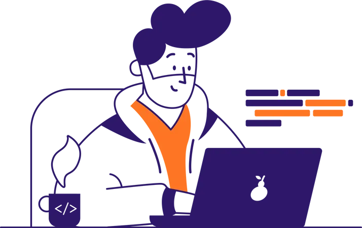 Developer working on laptop Illustration