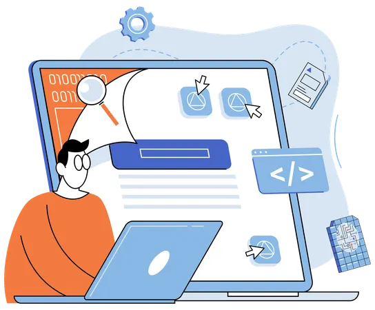 Developer working on meticulous process to ensure flawless user experiences  Illustration