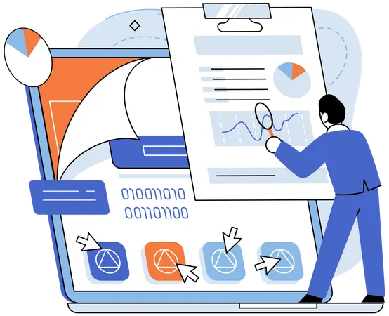 Developer working on meticulous process to ensure flawless user experiences  Illustration