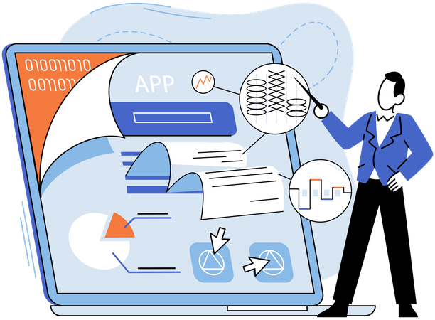 Developer working on meticulous process to ensure flawless user experiences  Illustration