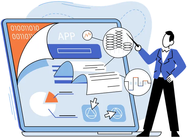 Developer working on meticulous process to ensure flawless user experiences  Illustration
