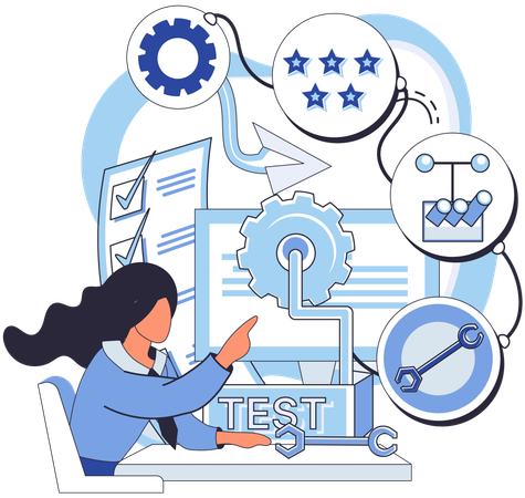 Developer working on meticulous process to ensure flawless user experiences  Illustration