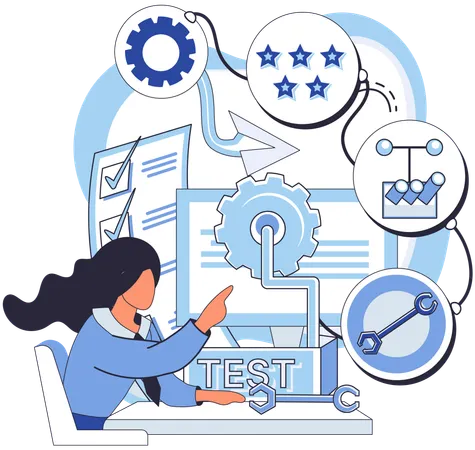 Developer working on meticulous process to ensure flawless user experiences  Illustration