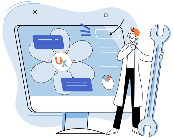 Developer working on meticulous process to ensure flawless user experiences  Illustration