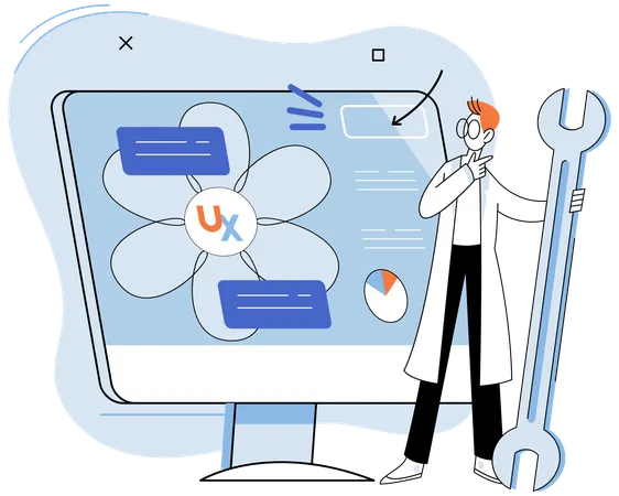 Developer working on meticulous process to ensure flawless user experiences  Illustration