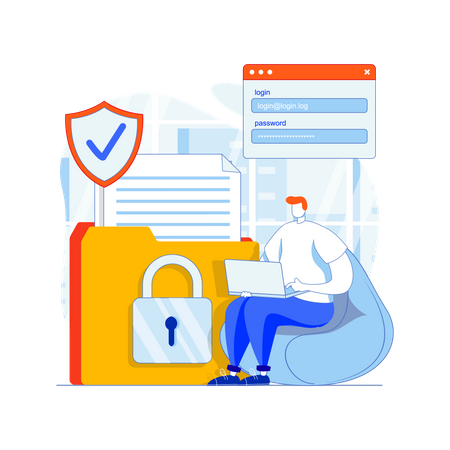 Developer working on online data security  일러스트레이션