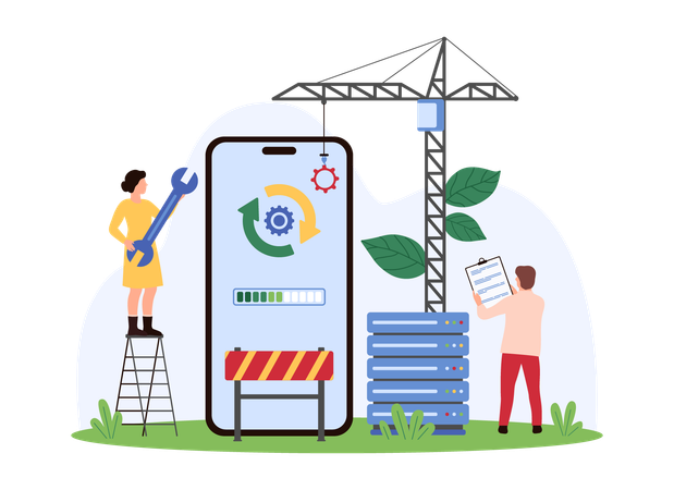 Developer working on software development  Illustration