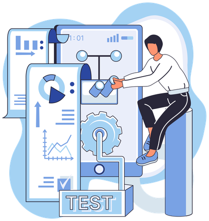 Developer working on software testing  Illustration