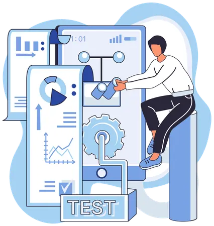 Developer working on software testing  Illustration
