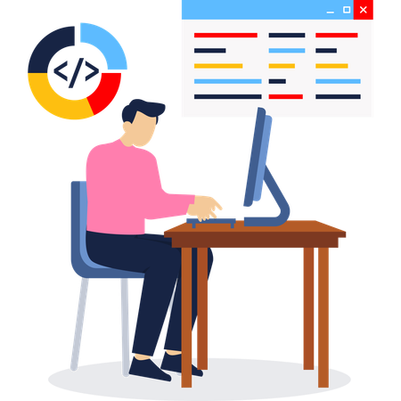 Developer working on web development  Illustration