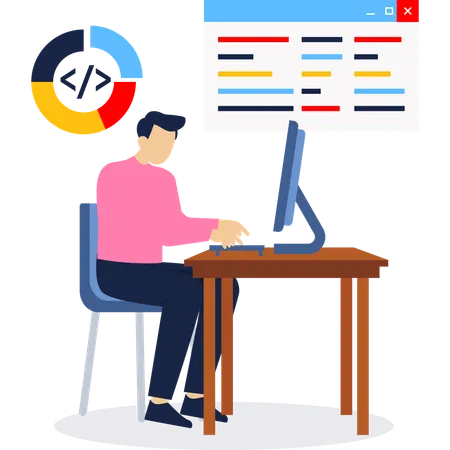 Developer working on web development  Illustration