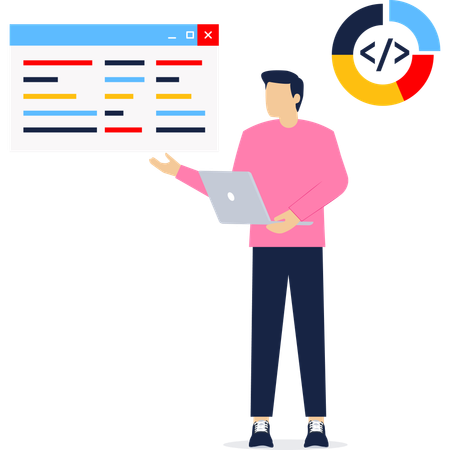 Developer working on web development  Illustration