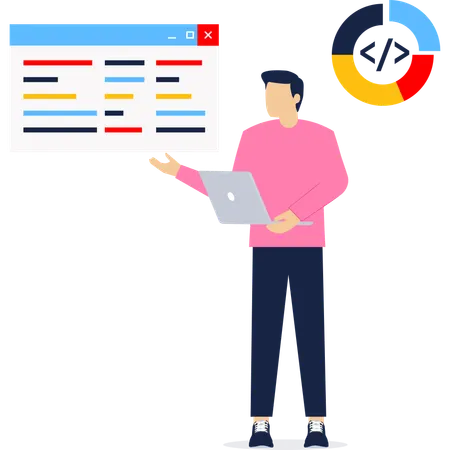 Developer working on web development  Illustration