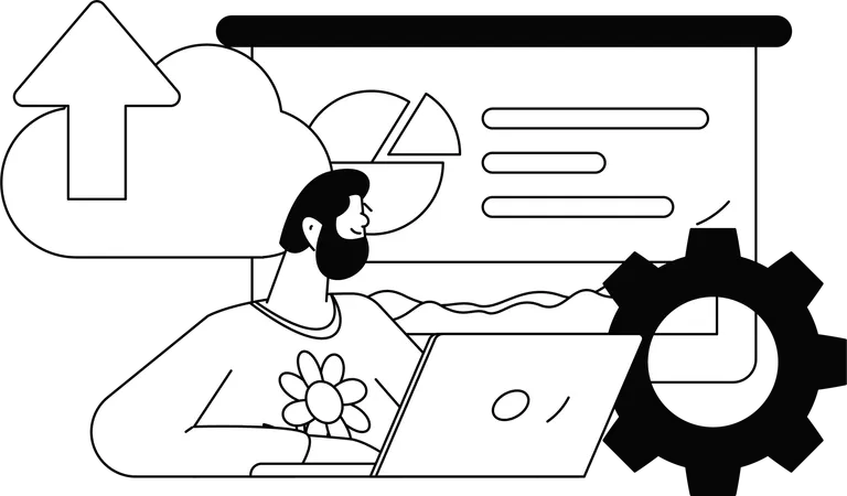 Developer working on web development  Illustration