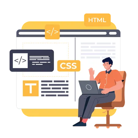 Developer working on web layout  Illustration