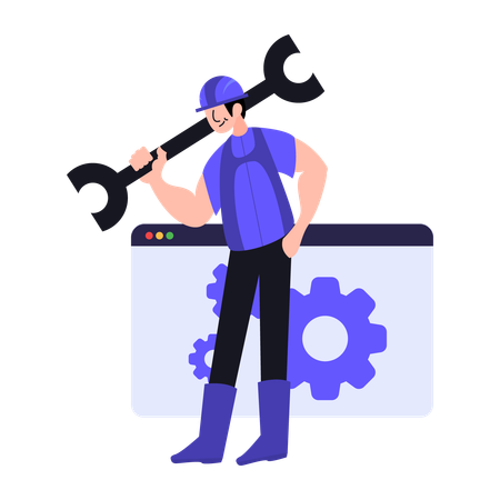 Developer working on Web maintenance  Illustration