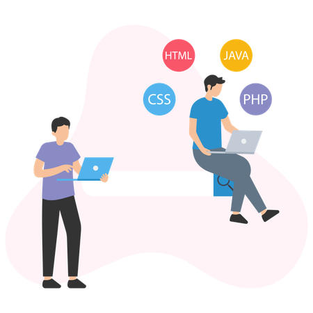 Developer Working on Web Programming  Illustration