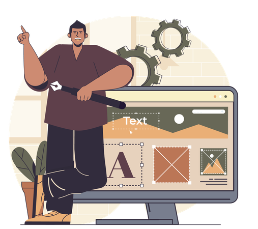 Developer working on website design  Illustration