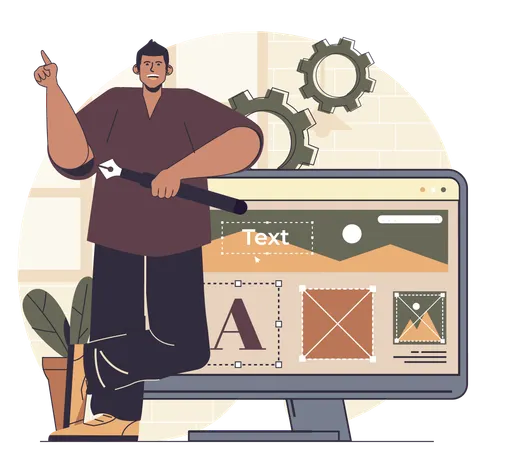 Developer working on website design  Illustration