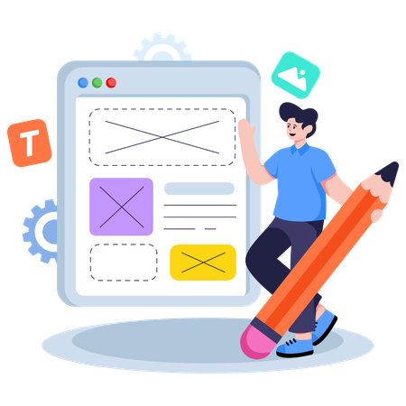 Developer working on Website Design  Illustration