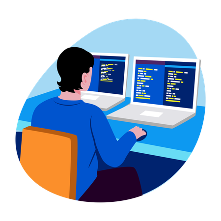 Developer working on website  Illustration