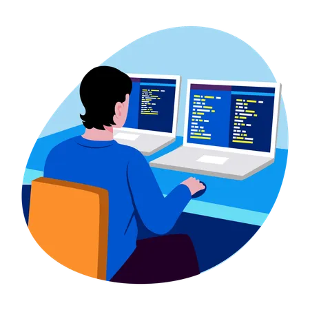 Developer working on website  Illustration