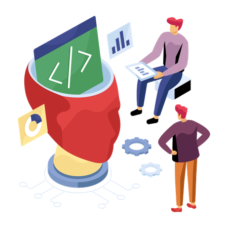 Developer working software for company  Illustration