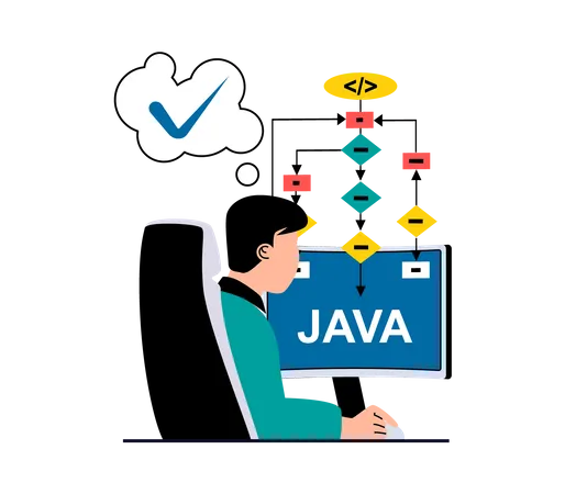 Developer working using Java Programming  Illustration