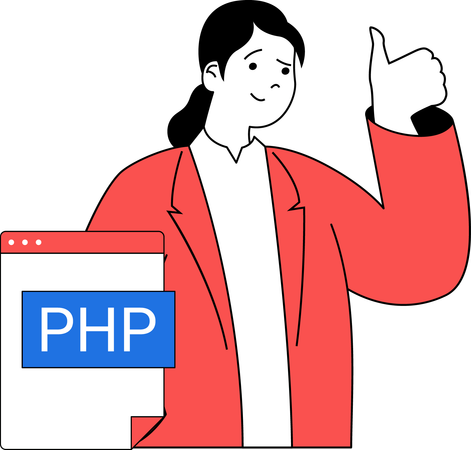 Developer works in PHP language  Illustration