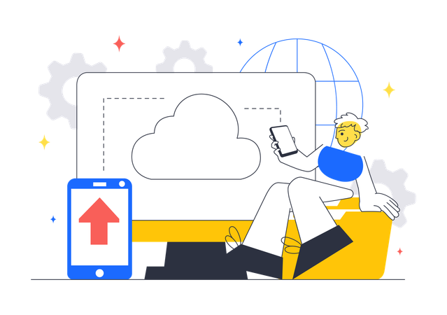 Developer works on Cloud Computing  Illustration
