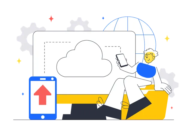 Developer works on Cloud Computing  Illustration