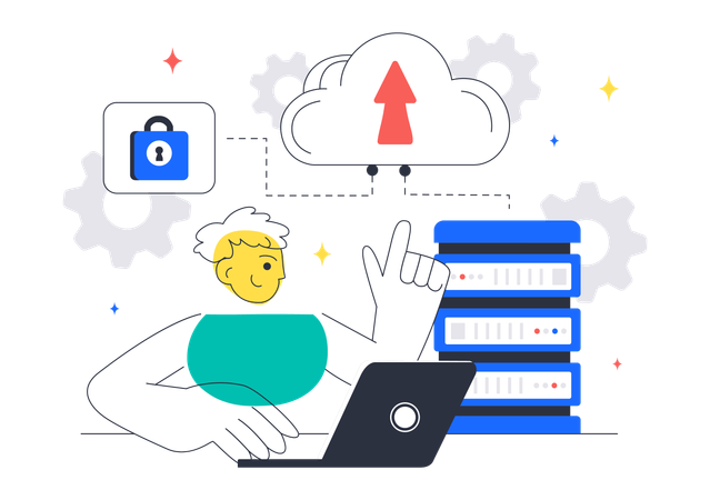 Developer works on Cloud Computing  Illustration