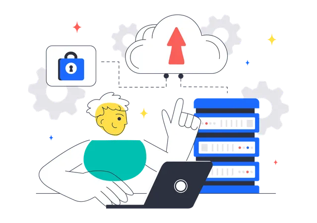 Developer works on Cloud Computing  Illustration