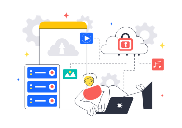 Developer works on Cloud Computing  Illustration
