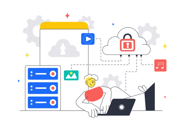 Developer works on Cloud Computing  Illustration