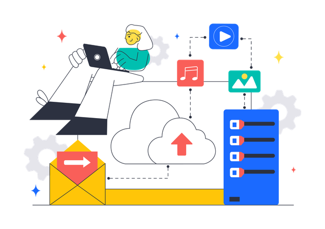 Developer works on Cloud Computing  Illustration