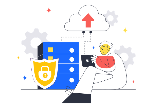 Developer works on Cloud Computing  Illustration